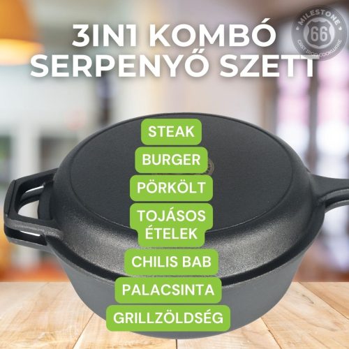 Milestone66 Cast Iron 3in1 Combo Pan Set 3.5 L