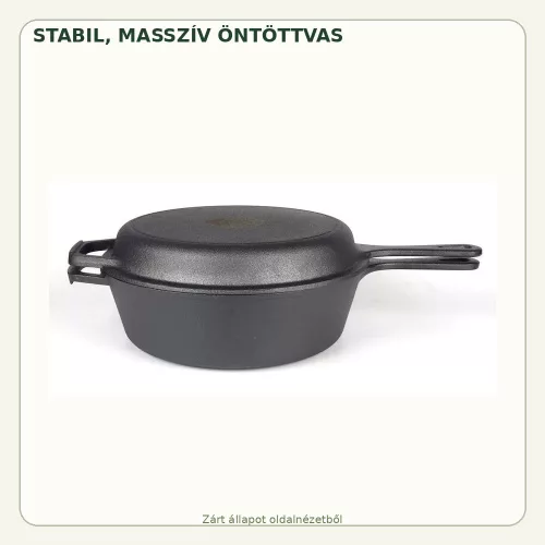 Milestone66 3in1 öntöttvas serpenyő szett 26 cm – oldalnézet