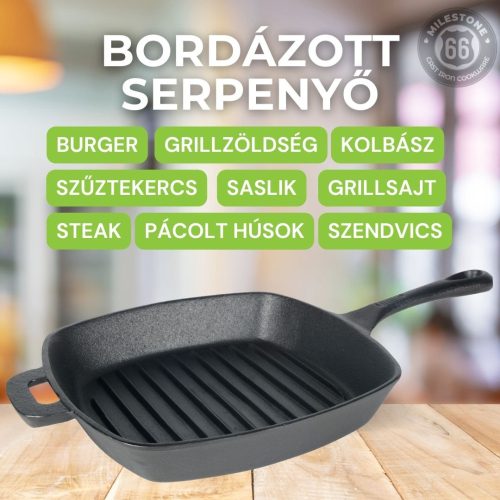 Milestone66 Cast iron ribbed grill pan