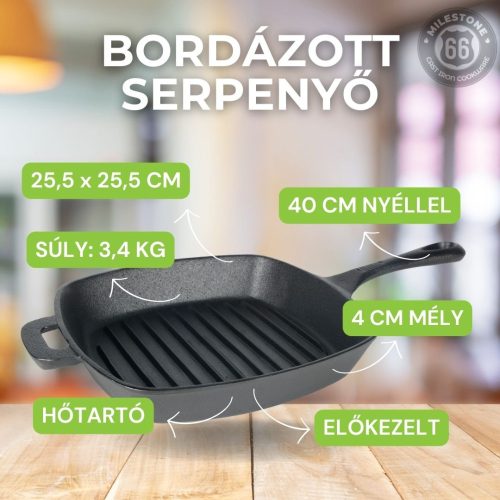 Milestone66 Cast iron ribbed grill pan