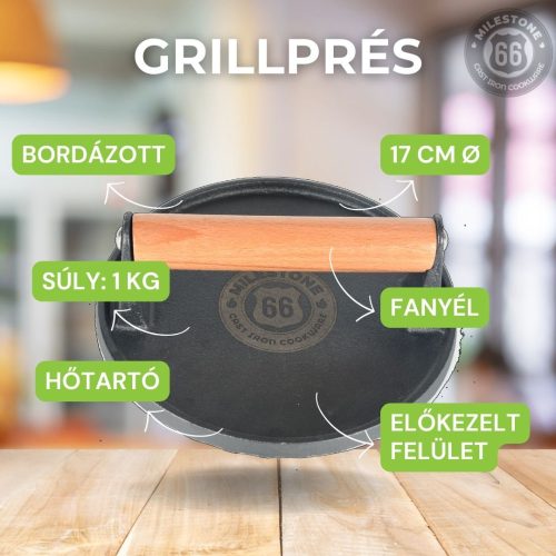 Milestone66 Round Grillpress, fier de călcat 17 cm