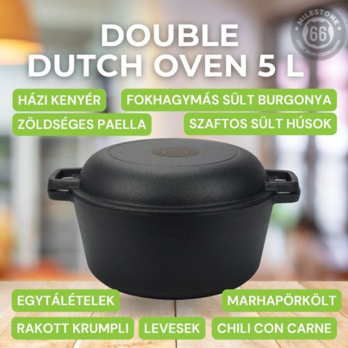 Öntöttvas Double Dutch Oven, 5 L - Milestone66 