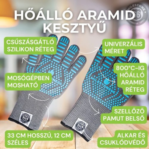 Milestone66 Blue-grey aramid grill-bbq gloves