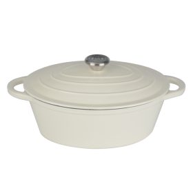   Zománcozott Öntöttvas Ovális edény - 29x21cm, fedővel - Milestone66 