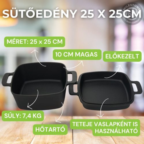 Öntöttvas Sütőedény 25 x 25cm - Milestone66 