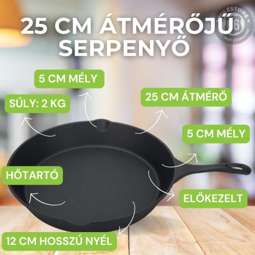 Öntöttvas Serpenyő - 25 cm - Milestone66 