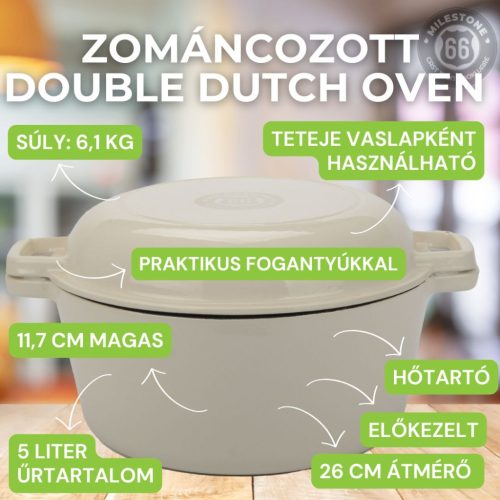 Zománcozott Öntöttvas Double Dutch Oven fedővel, 26 cm - Milestone66 