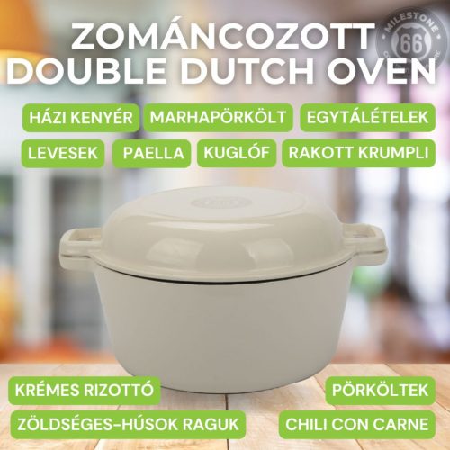 Zománcozott Öntöttvas Double Dutch Oven fedővel, 26 cm - Milestone66 