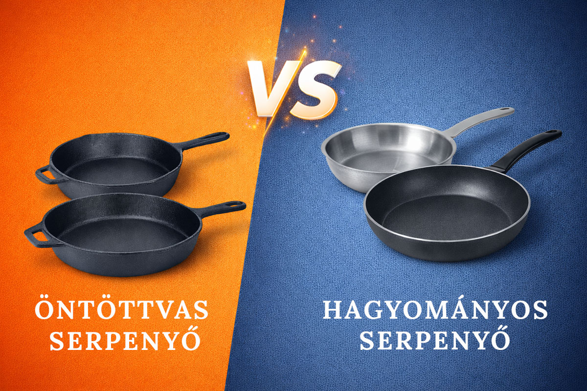 Öntöttvas serpenyő vagy hagyományos serpenyő? Mutatjuk a különbségeket